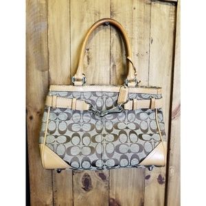 Coach Hampton Carryall Signature Brown Canvas Leat